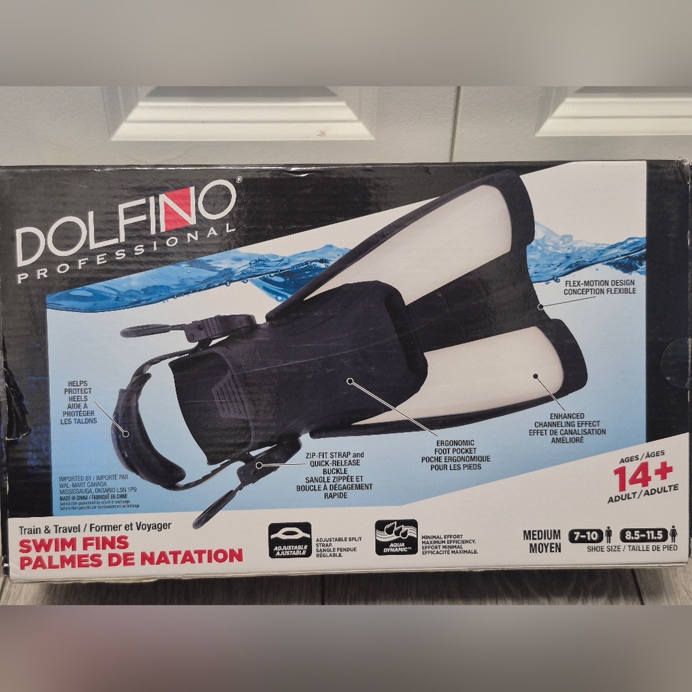 Dolfino Professional Travel & Travel Swim Fins. For Ages 14+  Size Medium Unisex